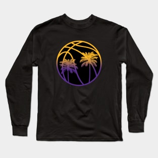 LA Palm Tree Basketball - Black Long Sleeve T-Shirt